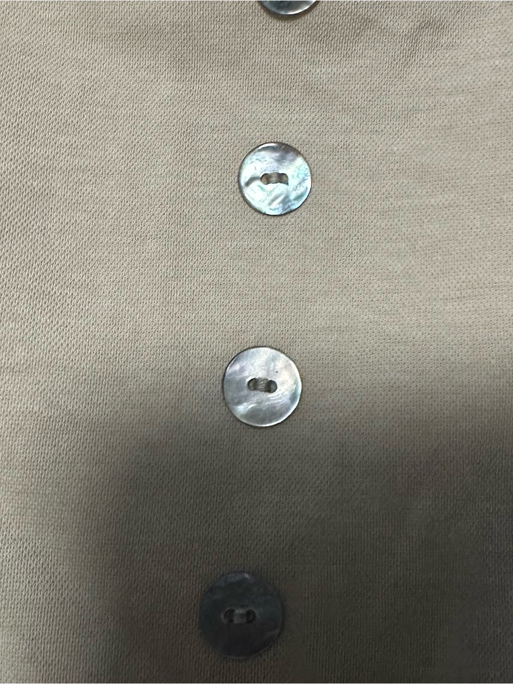 Beige OGL Medium Tank Top. Pearl button design. Built in bra! - Picture 3 of 4